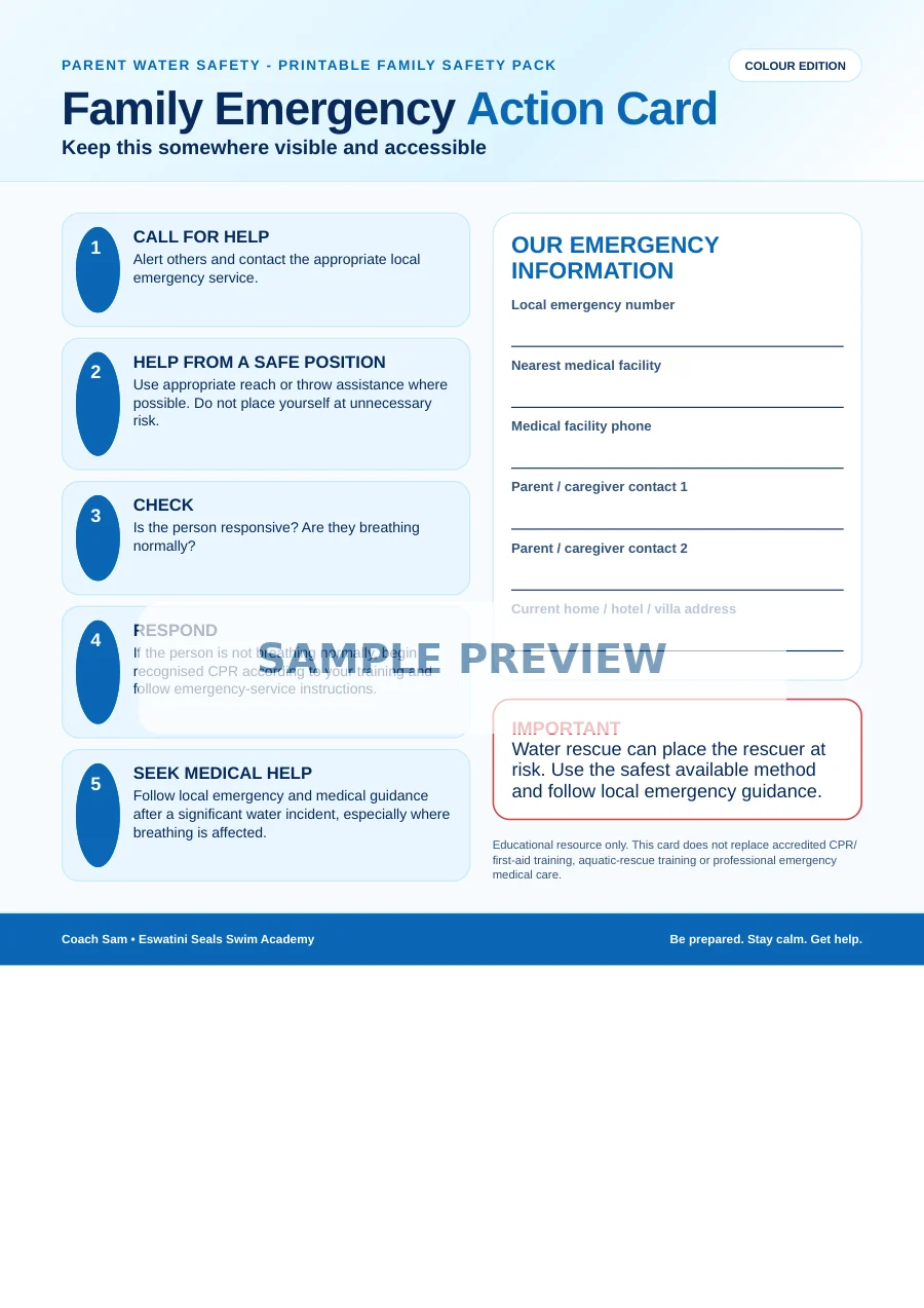 Family Emergency Action Card preview